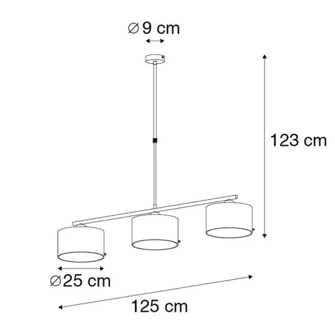 Moderne Hängelampe schwarz mit gold 125 cm 3-flammig - VT 3