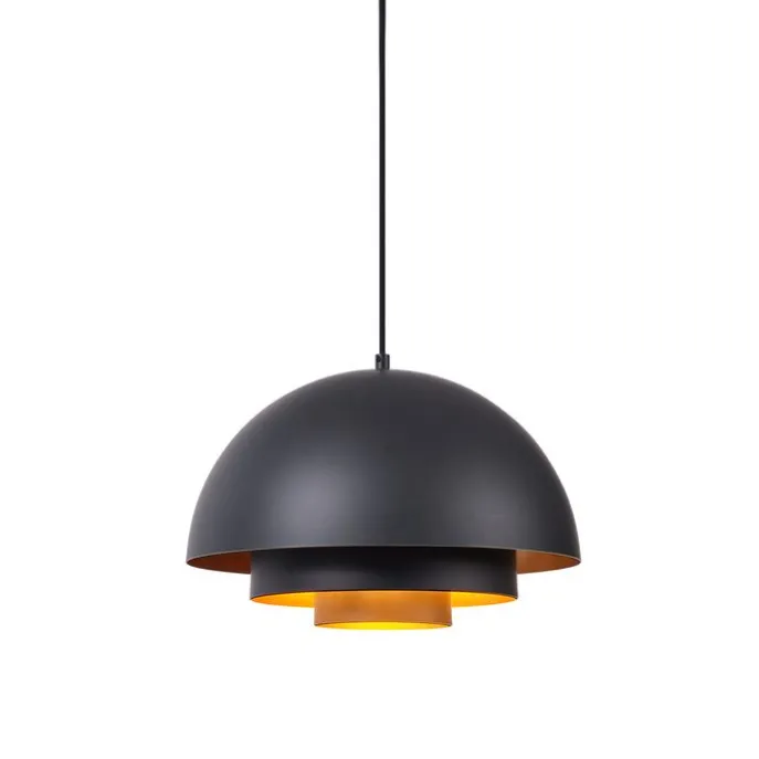 Moderne Hängelampe schwarz mit goldener Innenseite - Loes