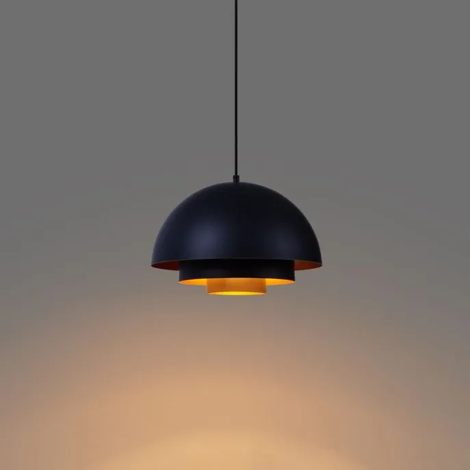 Moderne Hängelampe schwarz mit goldener Innenseite - Loes