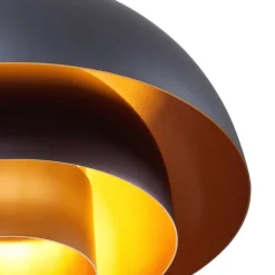 Moderne Hängelampe schwarz mit goldener Innenseite - Loes