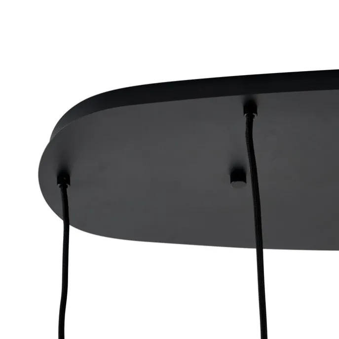 Moderne Hängelampe schwarz mit bernsteinfarbenem Glas 5-flammig - Sheena