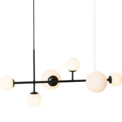 Moderne Hängelampe schwarz mit Milchglas 6 Lichter - Monaco