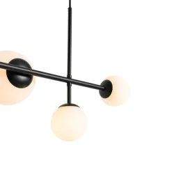 Moderne Hängelampe schwarz mit Milchglas 6 Lichter - Monaco