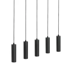 Moderne Hängelampe schwarz mit Holz 5-flammig - Jeana