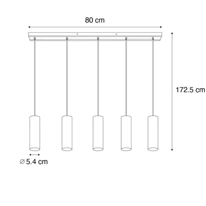Moderne Hängelampe schwarz mit Holz 5-flammig - Jeana