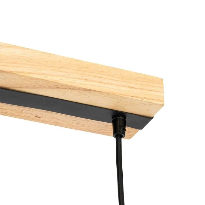 Moderne Hängelampe schwarz mit Holz 5-flammig - Jeana