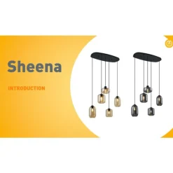 Moderne Hängelampe schwarz mit Rauchglas 5-flammig - Sheena