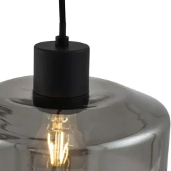 Moderne Hängelampe schwarz mit Rauchglas 5-flammig - Sheena