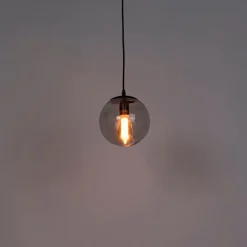Moderne Hängelampe Schwarz mit grauem Glas 20cm - Pallon
