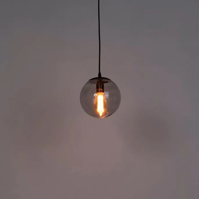 Moderne Hängelampe Schwarz mit grauem Glas 20cm - Pallon