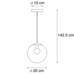 Moderne Hängelampe Schwarz mit grauem Glas 20cm - Pallon
