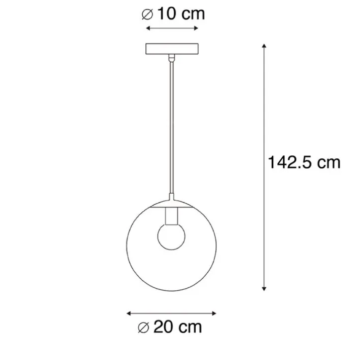 Moderne Hängelampe Schwarz mit grauem Glas 20cm - Pallon