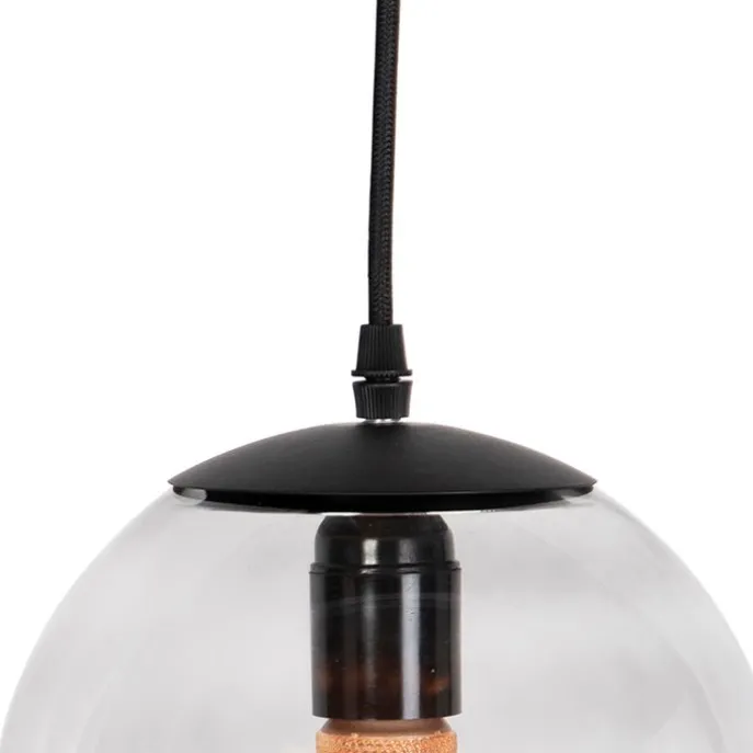 Moderne Hängelampe Schwarz mit grauem Glas 20cm - Pallon