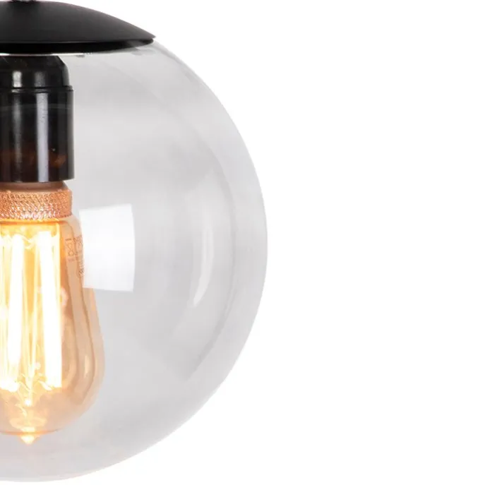 Moderne Hängelampe Schwarz mit grauem Glas 20cm - Pallon