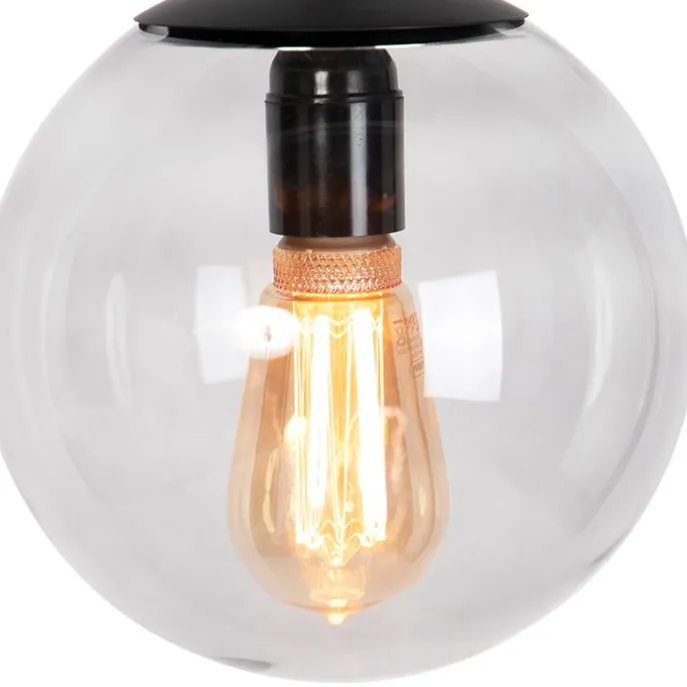 Moderne Hängelampe Schwarz mit grauem Glas 20cm - Pallon