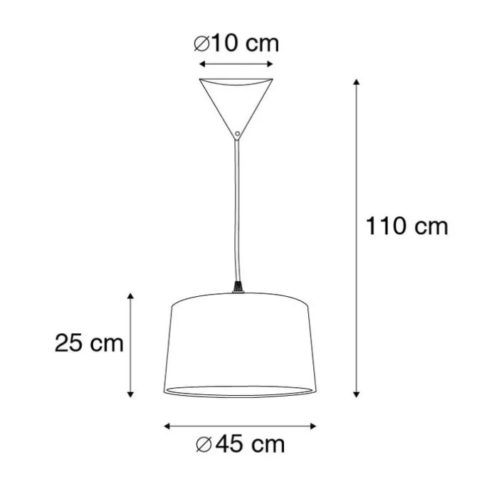 Moderne Hängelampe schwarz mit weißem Schirm 45 cm - Pendel