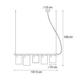 Moderne Hängelampe schwarz mit Rauchglas 5-flammig - Hybrid