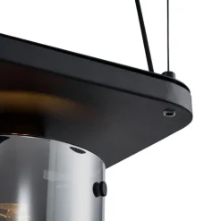 Moderne Hängelampe schwarz mit Rauchglas 5-flammig - Hybrid