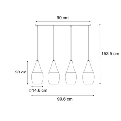 Moderne Hängelampe schwarz mit Opalglas 4-flammig - Drop