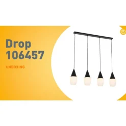 Moderne Hängelampe schwarz mit Opalglas 4-flammig - Drop