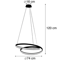 Moderne Hängelampe schwarz 74 cm inkl. LED - Rowan