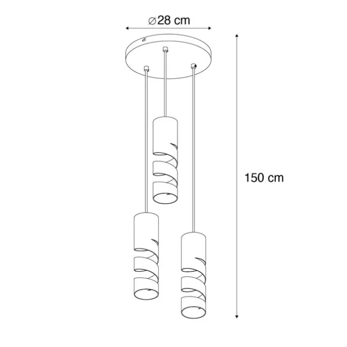 Moderne Hängelampe schwarz 3-flammig - Stream