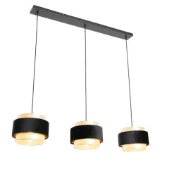 Moderne Hängelampe Schwarz mit Gold 3-flammig - Elif
