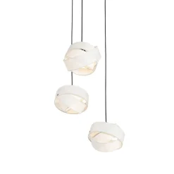 Moderne Hängelampe schwarz mit Weiß 3-Lichter - Cloth