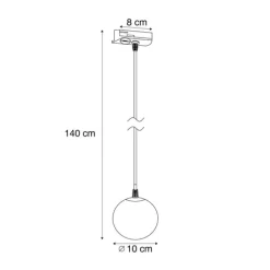 Moderne Hängelampe schwarz mit weißem Glas für 1-Phasen-Schienensystem - Iconic Perle