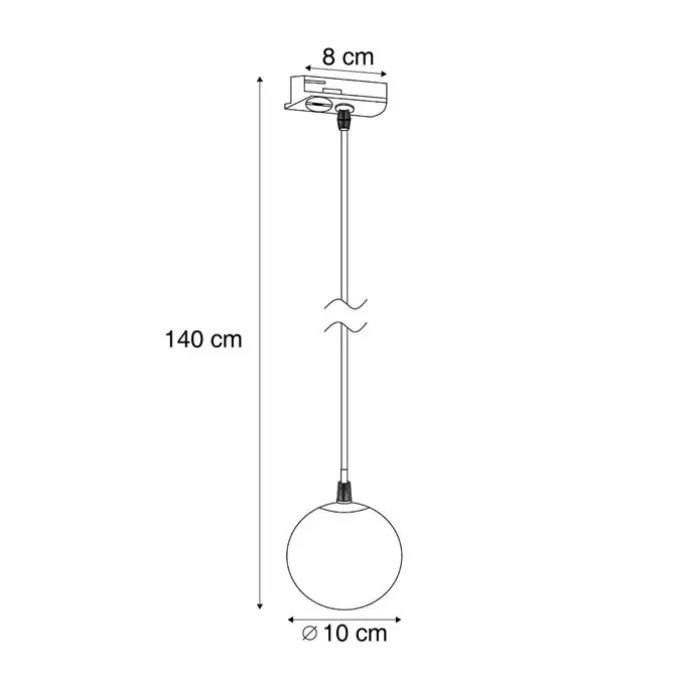 Moderne Hängelampe schwarz mit weißem Glas für 1-Phasen-Schienensystem - Iconic Perle