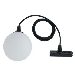 Moderne Hängelampe schwarz mit weißem Glas für 1-Phasen-Schienensystem - Iconic Perle