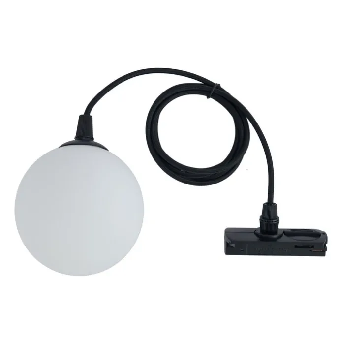 Moderne Hängelampe schwarz mit weißem Glas für 1-Phasen-Schienensystem - Iconic Perle