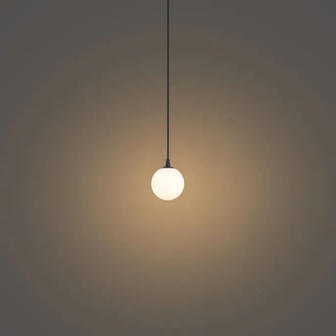 Moderne Hängelampe schwarz mit weißem Glas für 1-Phasen-Schienensystem - Iconic Perle