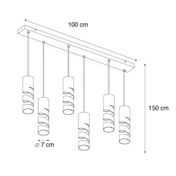 Moderne Hängelampe schwarz mit Taupe und Beige 6-flammig - Stream