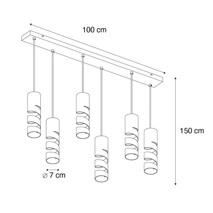 Moderne Hängelampe schwarz mit Taupe und Beige 6-flammig - Stream