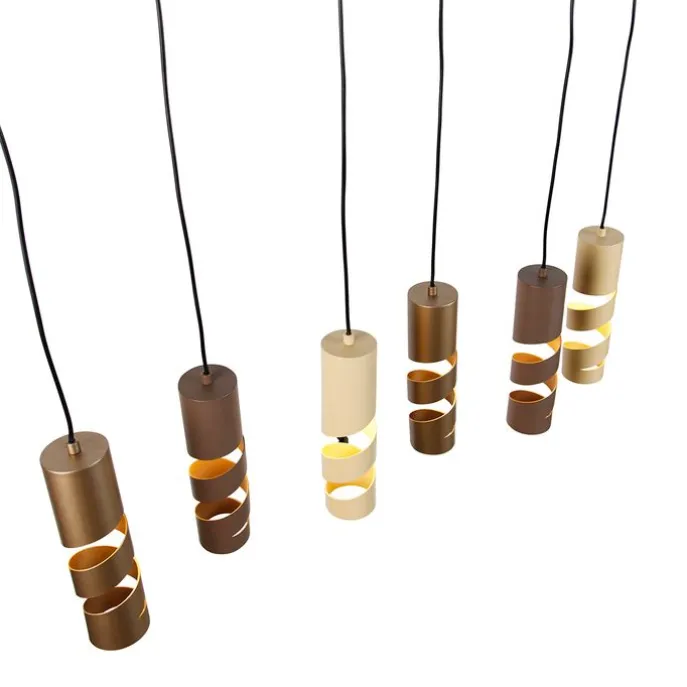 Moderne Hängelampe schwarz mit Taupe und Beige 6-flammig - Stream