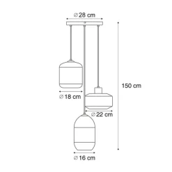 Moderne Hängelampe schwarz mit Rauchglas 3-flammig - Sheena