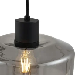 Moderne Hängelampe schwarz mit Rauchglas 3-flammig - Sheena