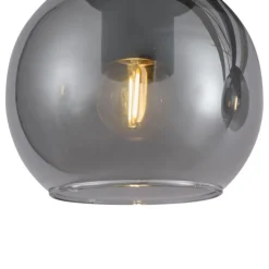 Moderne Hängelampe schwarz mit Holz und Rauchglas 4-flammig - Aleks