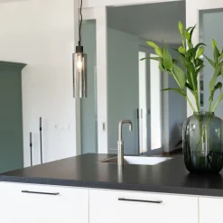 Moderne Hängelampe schwarz mit Rauchglas - Stavelot