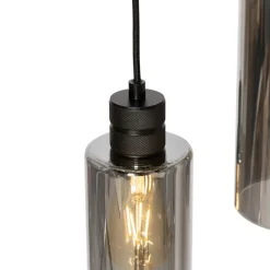 Moderne Hängelampe schwarz mit Rauchglas 5 Lichter - Stavelot