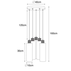 Moderne Hängelampe schwarz mit Rauchglas 5 Lichter - Stavelot