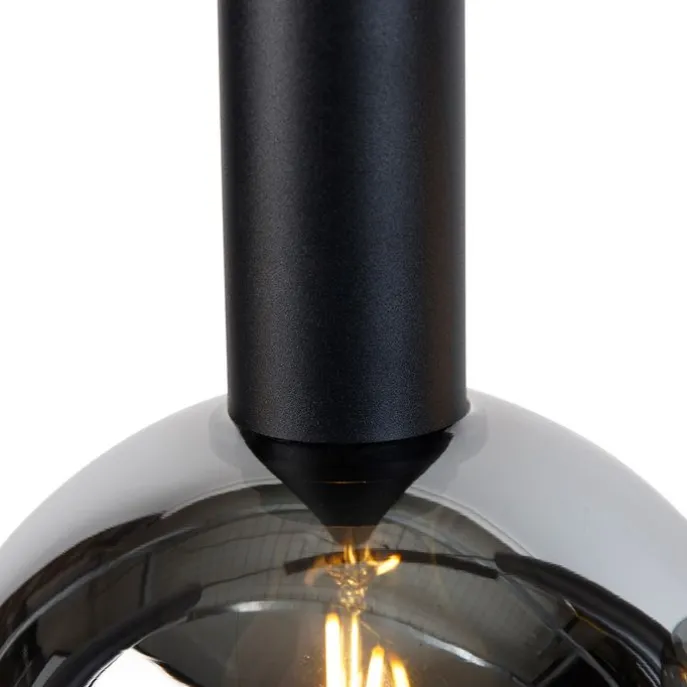 Moderne Hängelampe schwarz mit Rauchglas 5-Licht - Clayton