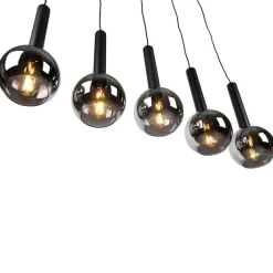 Moderne Hängelampe schwarz mit Rauchglas 5-Licht - Clayton