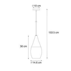 Moderne Hängelampe schwarz mit Rauchglas - Drop