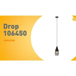 Moderne Hängelampe schwarz mit Rauchglas - Drop