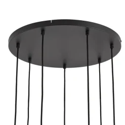 Moderne Hängelampe schwarz mit weißem Glas rund 7-flammig - Misty