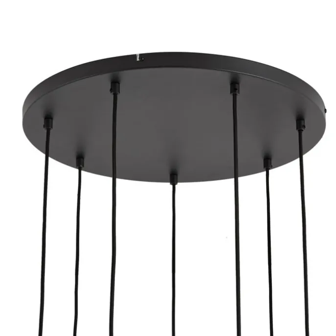 Moderne Hängelampe schwarz mit weißem Glas rund 7-flammig - Misty