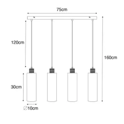 Moderne Hängelampe schwarz mit Rauchglas 4-flammig - Stavelot