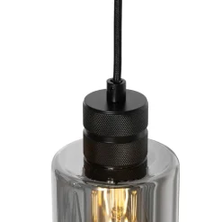 Moderne Hängelampe schwarz mit Rauchglas 4-flammig - Stavelot